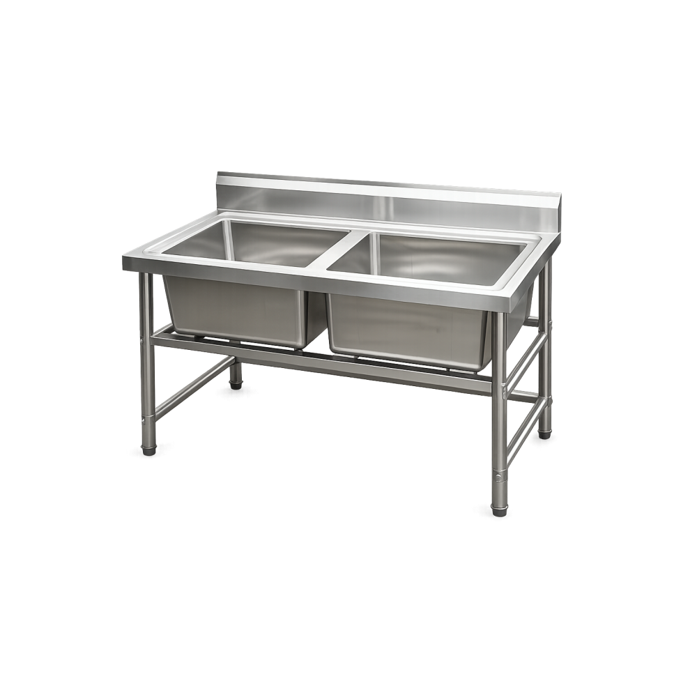 2 MEDENCÉS MOSOGATÓ, 40X50 CM, CSŐLÁBBAL