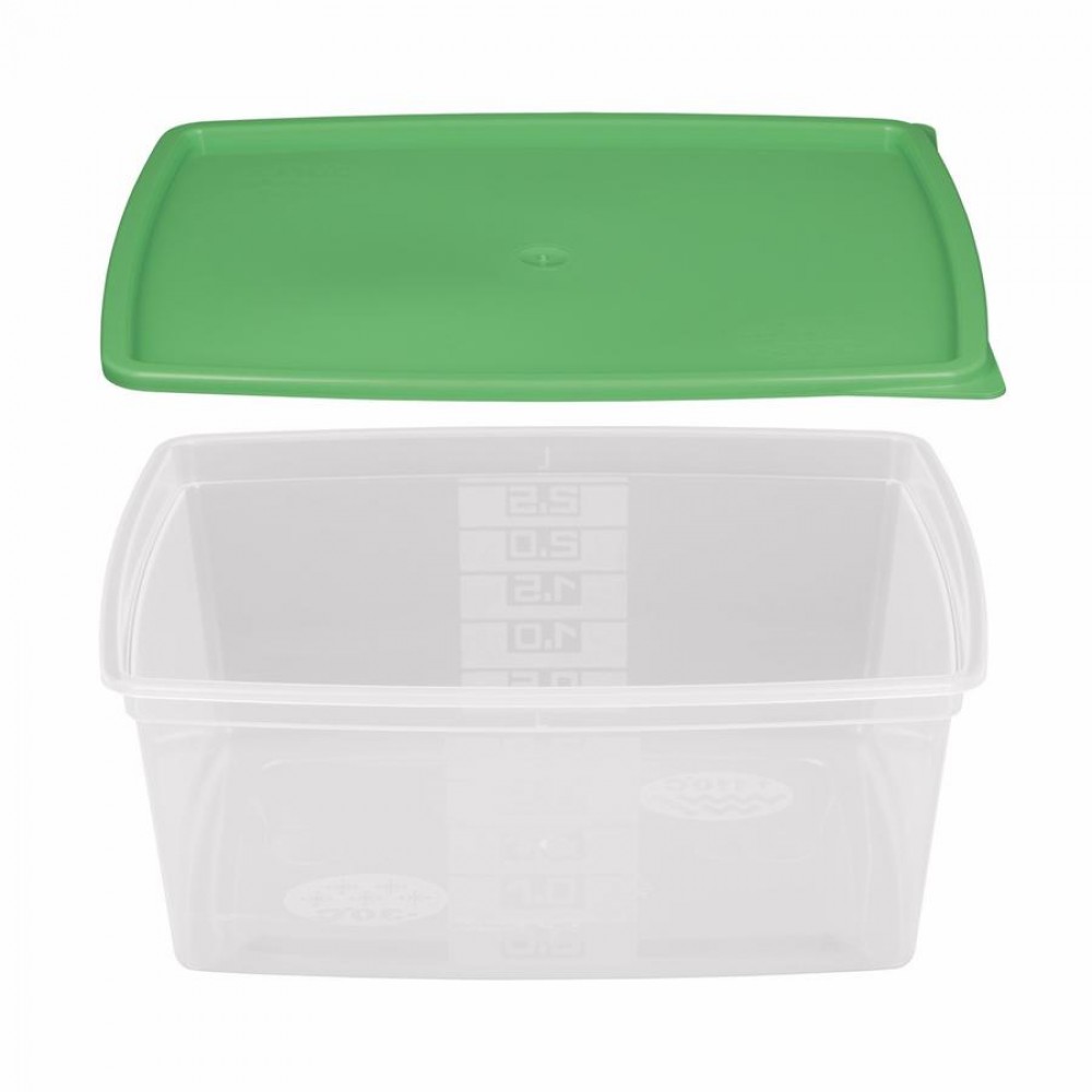 Többször használható ételhordó 2,5 liter mikrózható/fagyasztható, színes fedővel