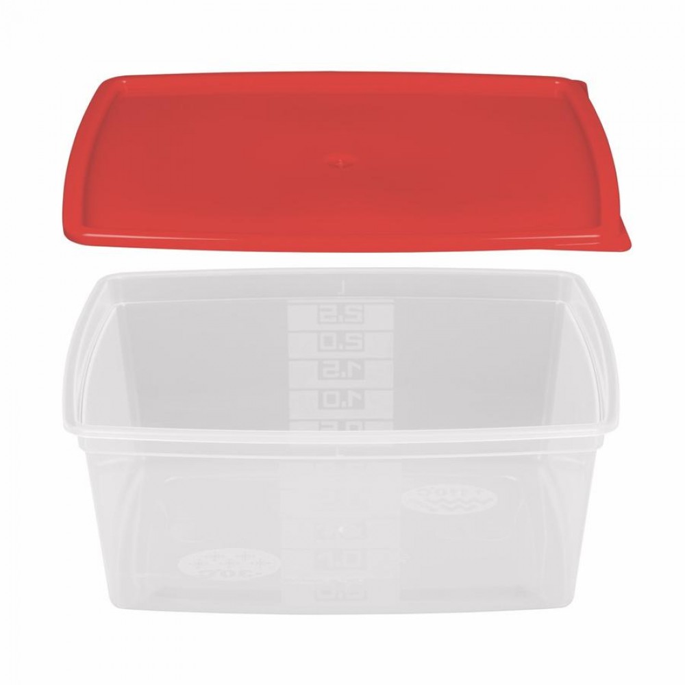 Többször használható ételhordó 2,5 liter mikrózható/fagyasztható, színes fedővel