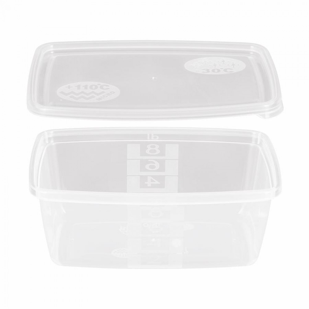 Többször használható ételhordó 0,8 liter mikrózható/fagyasztható, áttetsző fedővel