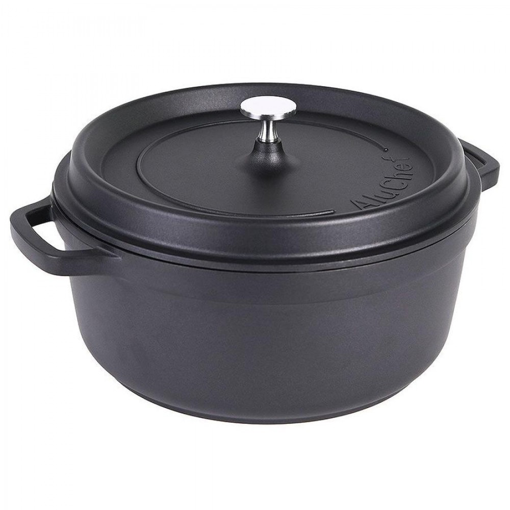 AluChef® öntött alumíniumból készült lábas fedővel, fekete, 6,5 L