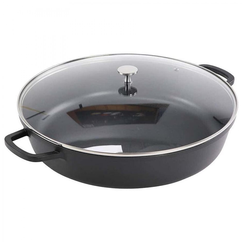 AluChef® öntött alumíniumból készült lábas üvegfedővel, fekete, 9,5 L