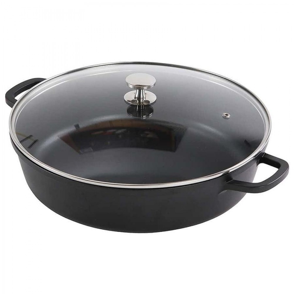 AluChef® öntött alumíniumból készült lábas üvegfedővel, fekete, 5,5 L