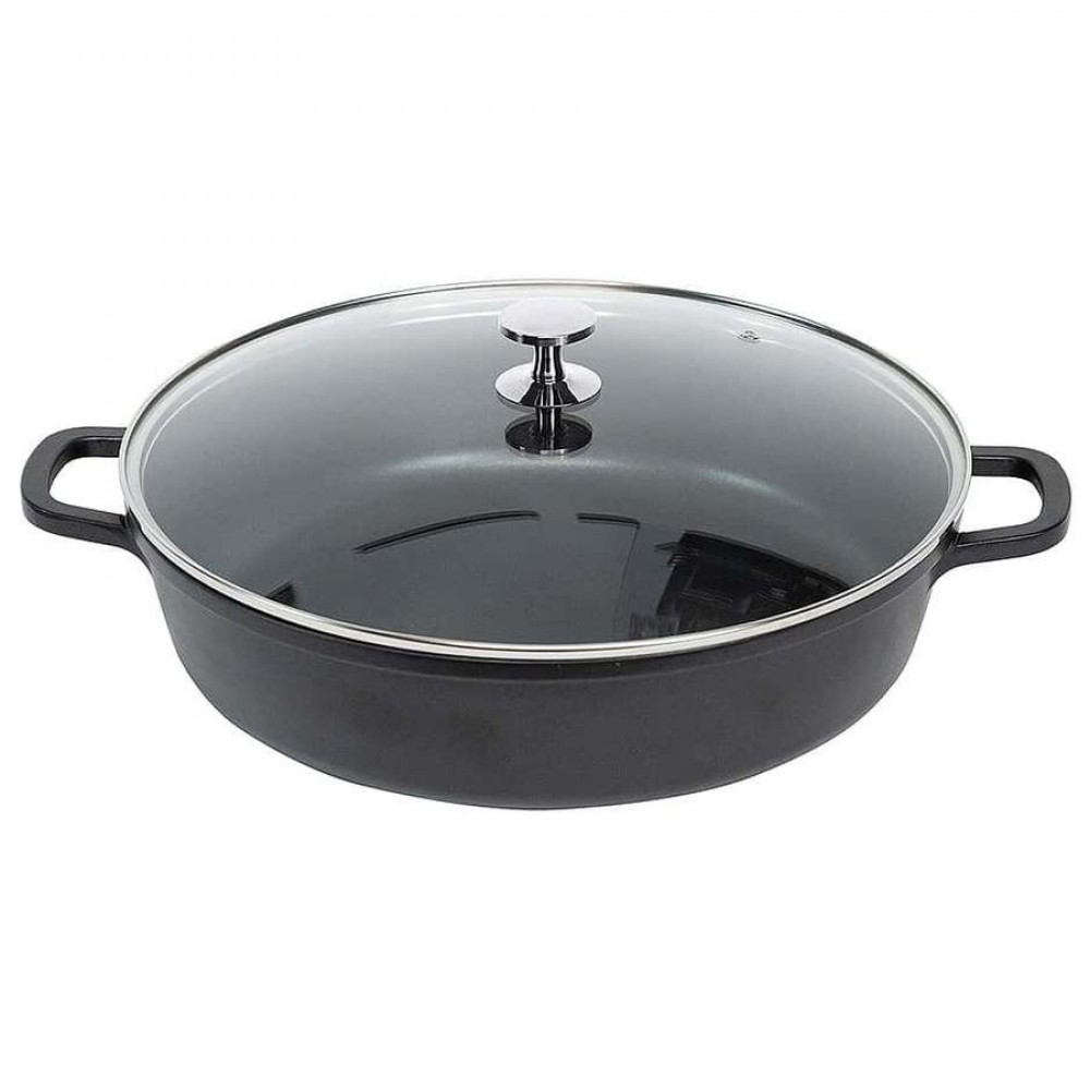 AluChef® öntött alumíniumból készült lábas üvegfedővel, fekete, 5,5 L