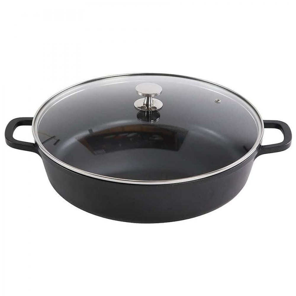 AluChef® öntött alumíniumból készült lábas üvegfedővel, fekete, 5,5 L
