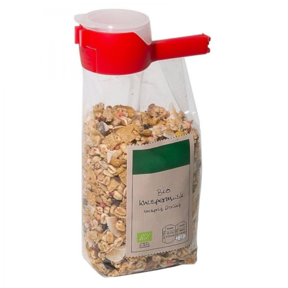 Frissen tartó zacskólezáró csipesz, piros, 14 cm