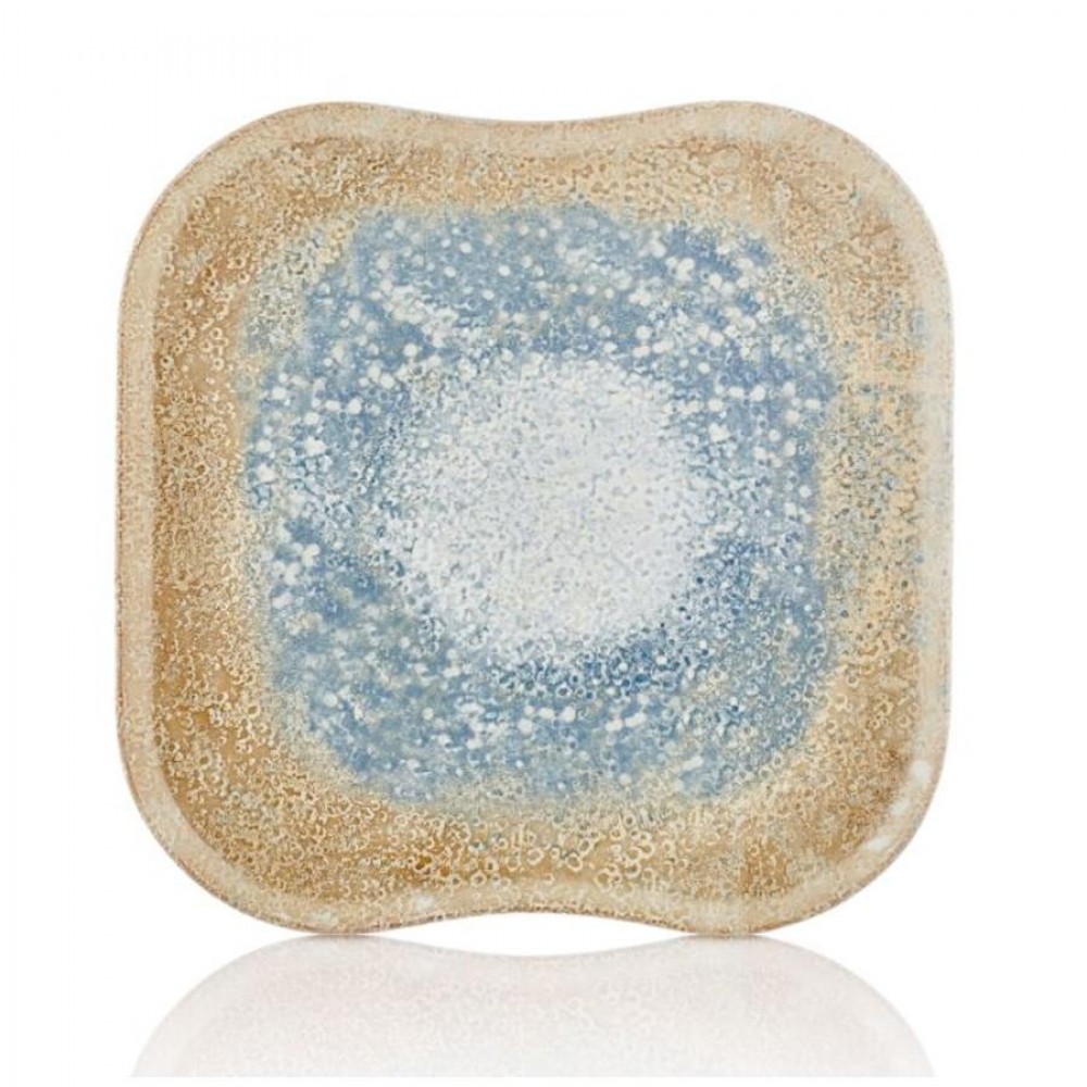 Smooth vegan négyzettányér 33 x 33 cm, sárga - kék