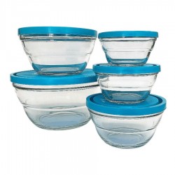 Lambada üvegtál készlet, 5 darabos, hermetikus fedővel