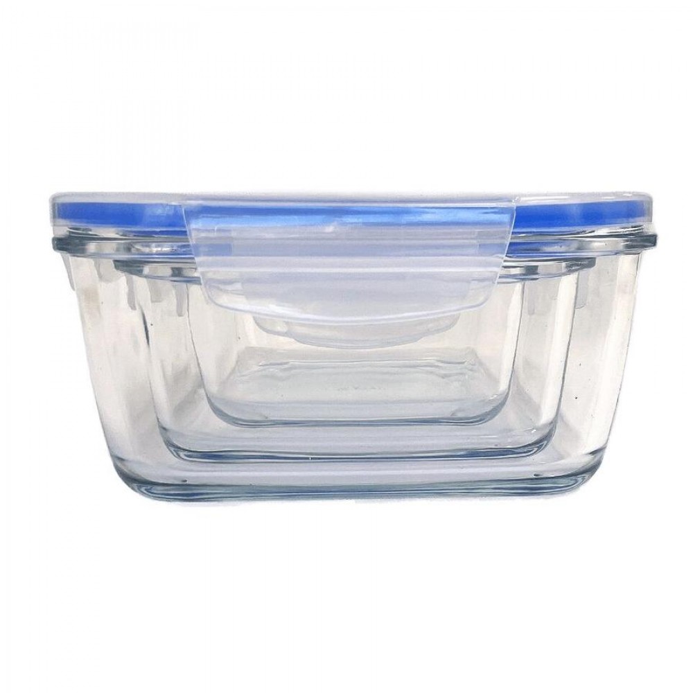 ECO üveg ételtároló szett, műanyag tetővel, 3 részes