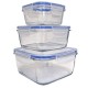 ECO üveg ételtároló szett, műanyag tetővel, 3 részes