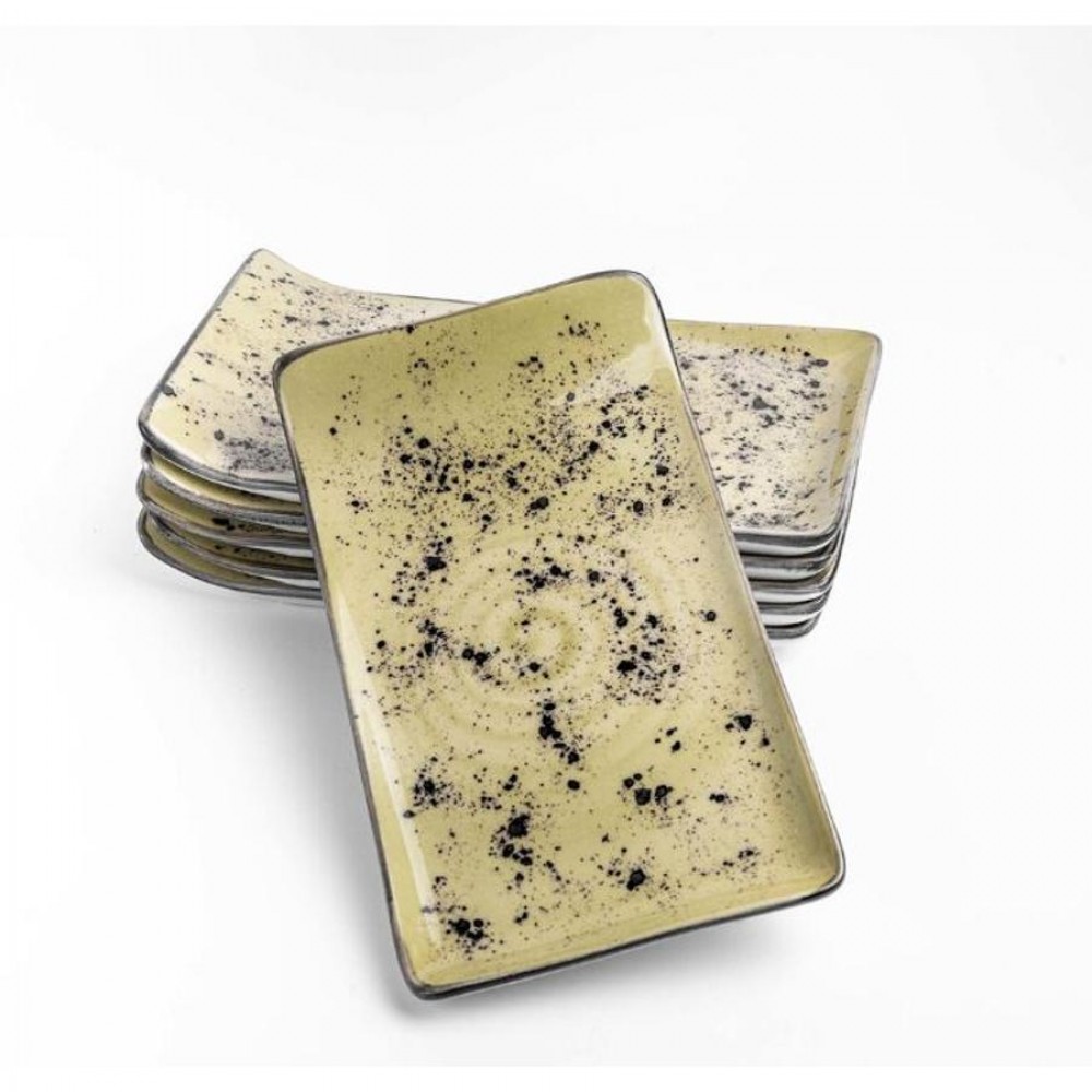 Olive szögletes vegan tányér 21,5 x 9 cm