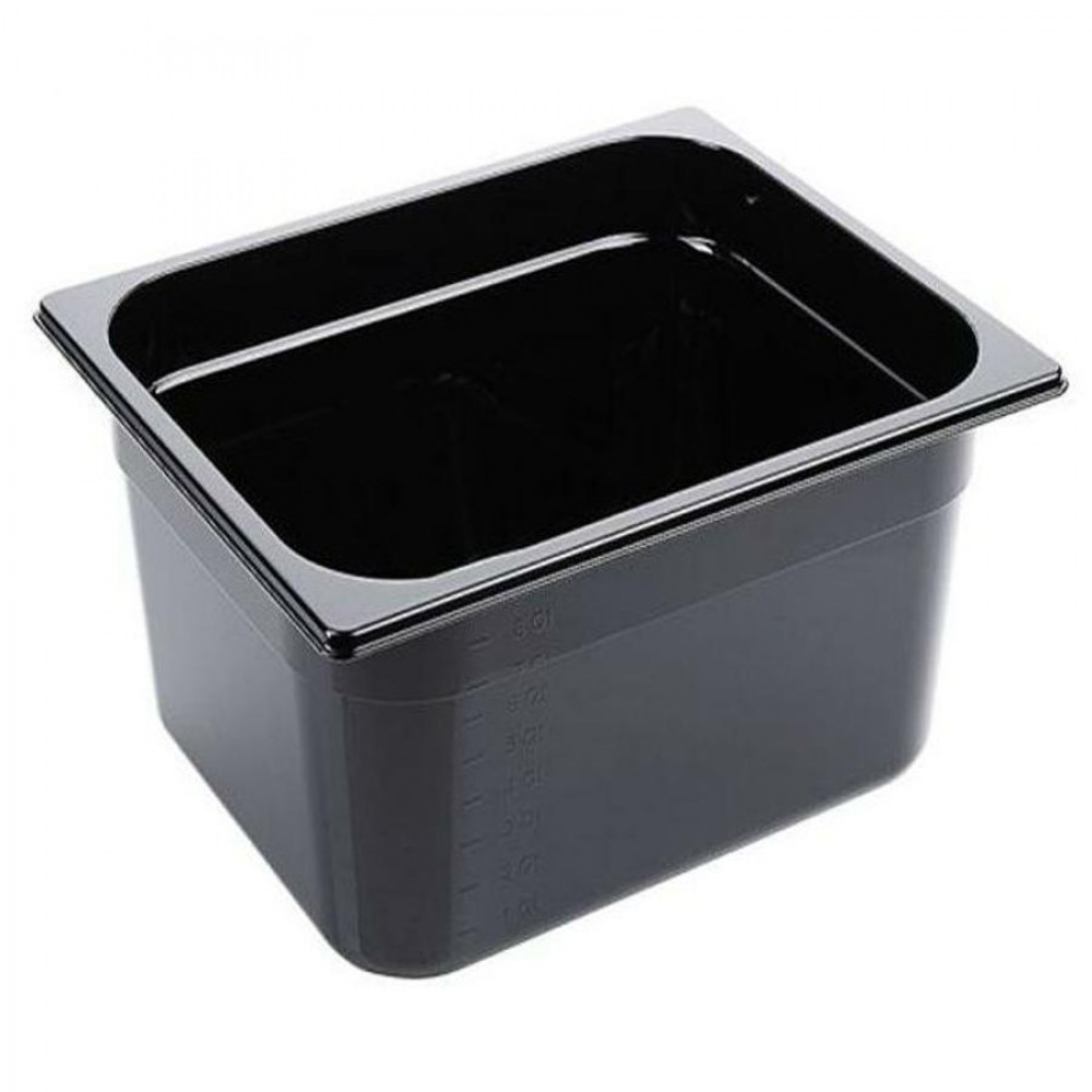 Fekete polikarbonát GN 1/1-es edény 200 mm mély, 27,8 L