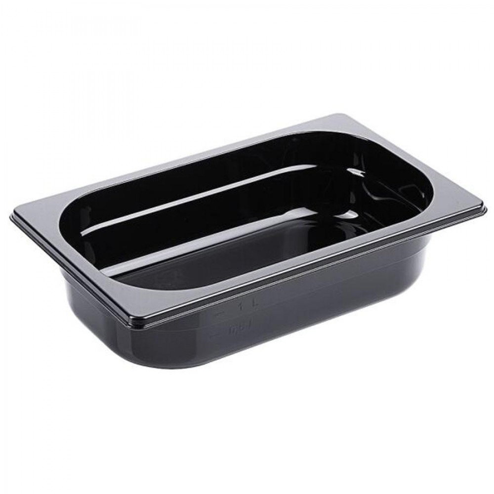 Fekete polikarbonát GN 1/4-es edény 65 mm mély, 1,7 L