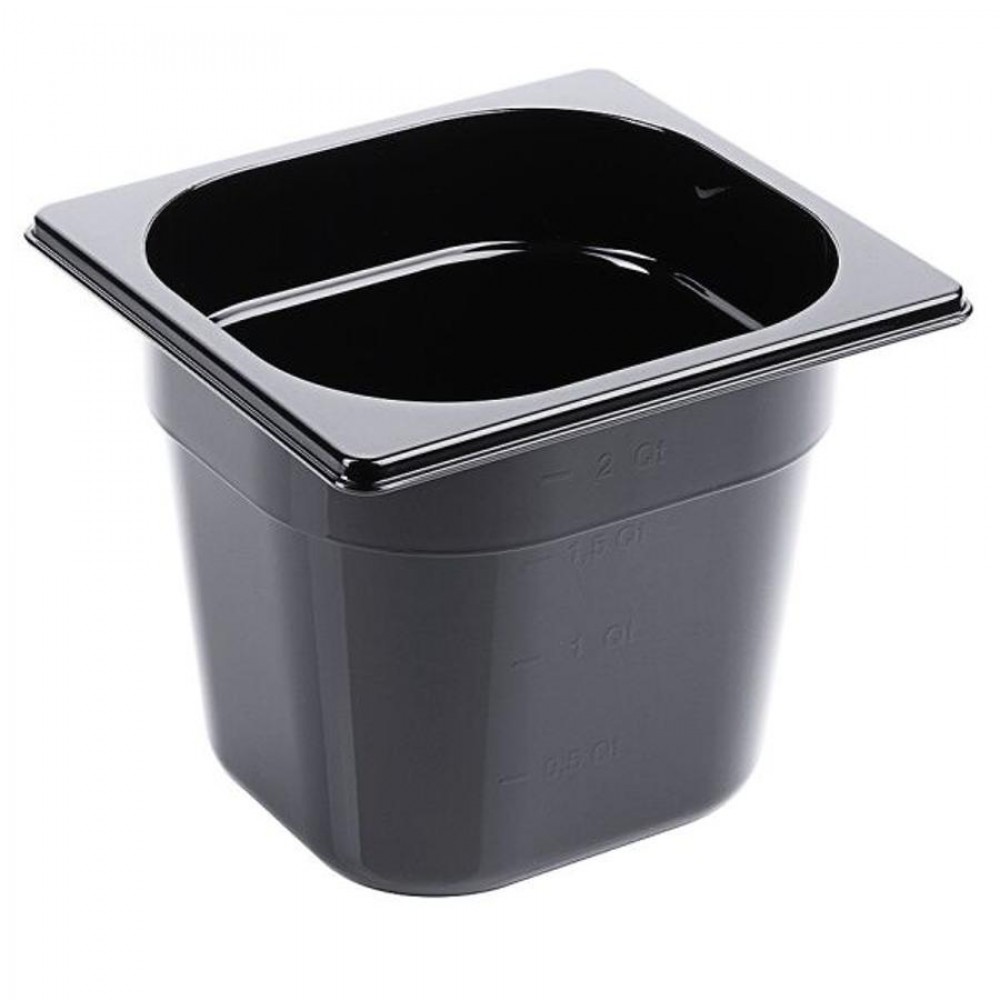 Fekete polikarbonát GN 1/6-os edény 150 mm mély, 2,3 L