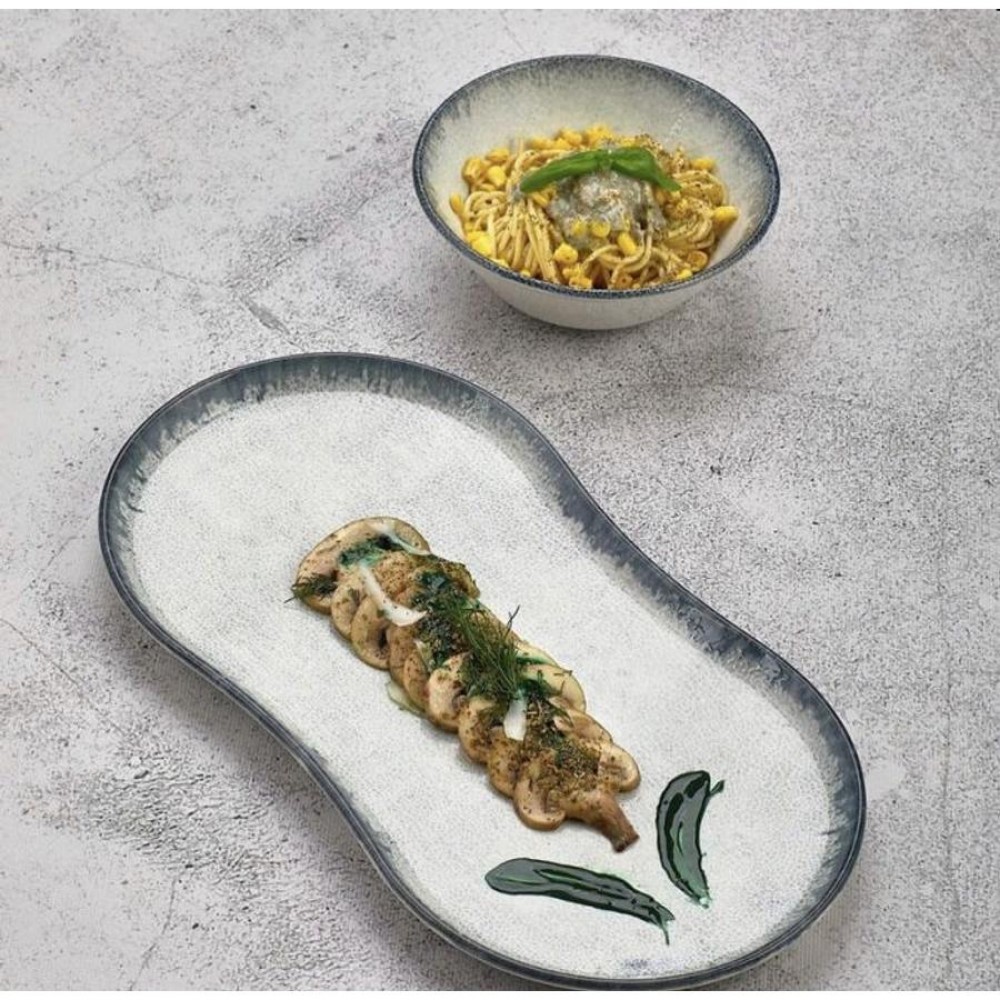 Smooth vegan jing-jang tányér 38 x 20 cm, kék