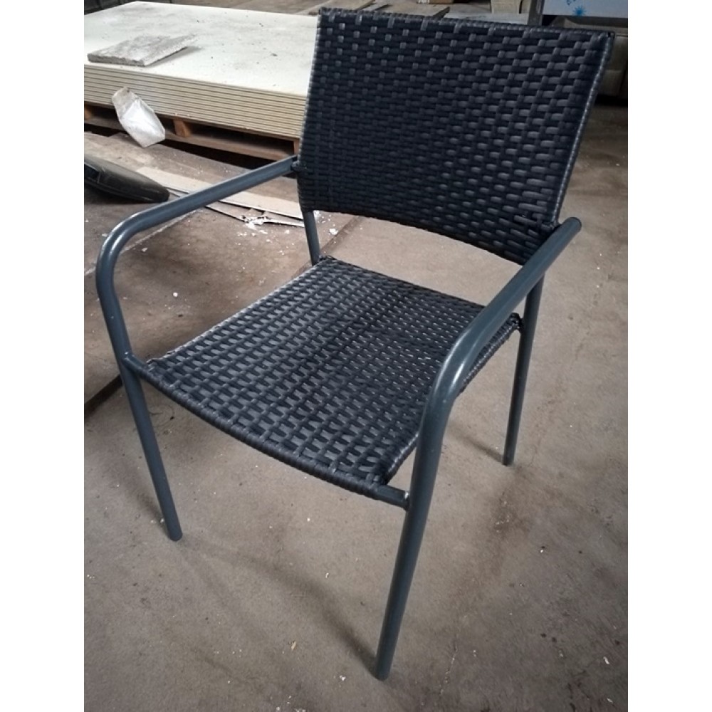 Kültéri műrattan szék, fekete
